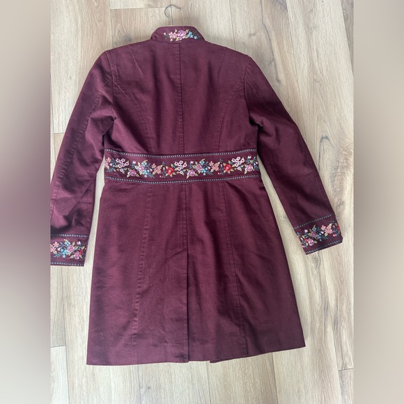 Sleeping on Snow Embroidered Burgundy Coat – Size 2 - Picture 6 of 7